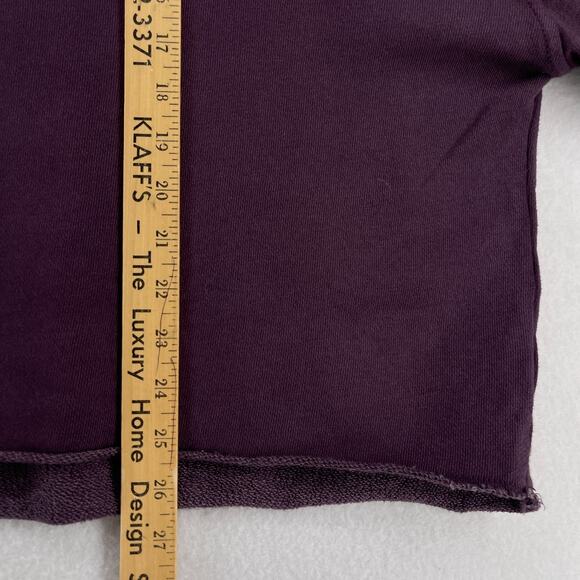AERIE Sweatshirt Womens L Ruffle French Terry Oversized Raw Hems Purple NEW - Picture 15 of 16